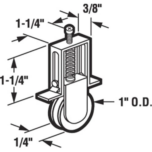 Prime-Line® 1-1/4" Adjustable Plastic Housing Roller Assemblies With 1" Steel Wheels - 2-Pack 2 Prime-Line® 1-1/4" Adjustable Plastic Housing Roller Assemblies With 1" Steel Wheels - 2-Pack - Image 2