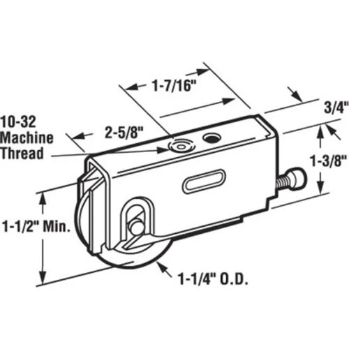 Prime-Line® 2-5/8" X 1-3/8" Adjustable Steel Ball Bearing Roller With Steel Wheel 2 Prime-Line® 2-5/8" X 1-3/8" Adjustable Steel Ball Bearing Roller With Steel Wheel - Image 2