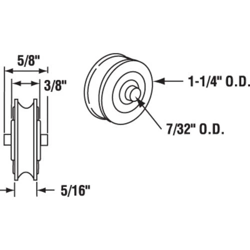 Prime-Line® 5/16" X 1-1/4" Steel Bearing Concave Rollers With 5/8" Axles - 2-Pack 2 Prime-Line® 5/16" X 1-1/4" Steel Bearing Concave Rollers With 5/8" Axles - 2-Pack - Image 2