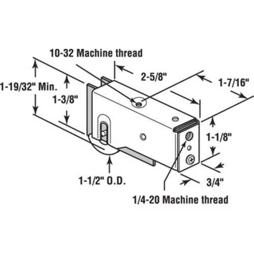 Prime-Line® 2-5/8" X 1-1/8" Adjustable Steel Bearing Roller With Steel Wheel 2 Prime-Line® 2-5/8" X 1-1/8" Adjustable Steel Bearing Roller With Steel Wheel - Image 2