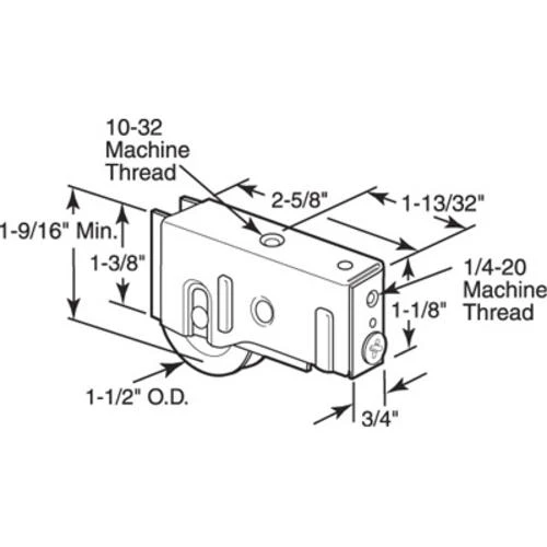 Prime-Line® 2-5/8" X 1-1/2" Adjustable Steel Ball Bearing Roller With Steel Wheel 2 Prime-Line® 2-5/8" X 1-1/2" Adjustable Steel Ball Bearing Roller With Steel Wheel - Image 2