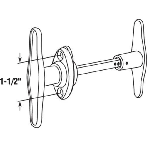 Prime-Line® Overhead Garage Door 1-1/2" Hole Center Zinc Diecast T-Handle 2 Prime-Line® Overhead Garage Door 1-1/2" Hole Center Zinc Diecast T-Handle - Image 2