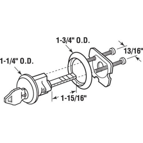 Prime-Line® Overhead Garage Door Zinc Diecast 5-Pin Tumbler Rim Cylinder Lock 2 Prime-Line® Overhead Garage Door Zinc Diecast 5-Pin Tumbler Rim Cylinder Lock - Image 2