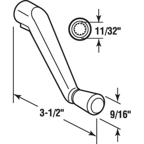 Prime-Line® 3-1/2" Bronze 11/32" Bore Diecast Casement Operator Crank Handle 2 Prime-Line® 3-1/2" Bronze 11/32" Bore Diecast Casement Operator Crank Handle - Image 2