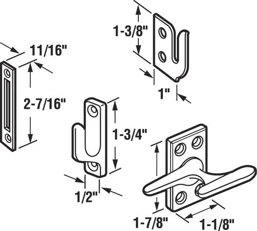 Prime-Line® 1-1/8" X 1-7/8" Brass-Plated Casement Lock With 3 Keepers 2 Prime-Line® 1-1/8" X 1-7/8" Brass-Plated Casement Lock With 3 Keepers - Image 2