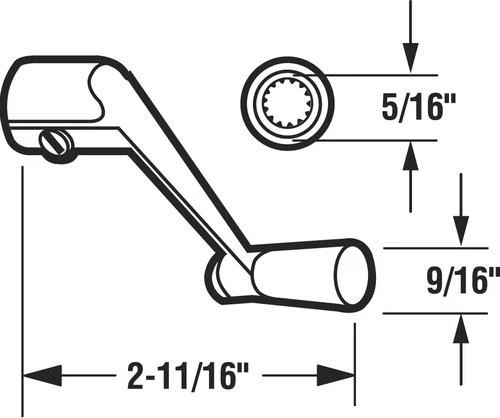 Prime-Line® White 5/16" Stem Die Cast Crank Handle 2 Prime-Line® White 5/16" Stem Die Cast Crank Handle - Image 2