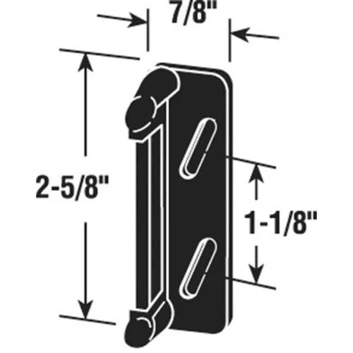 Prime-Line® 1-1/8" Hole Center Adjustable Black Aluminum Strike Plate With 2 Shims 2 Prime-Line® 1-1/8" Hole Center Adjustable Black Aluminum Strike Plate With 2 Shims - Image 2
