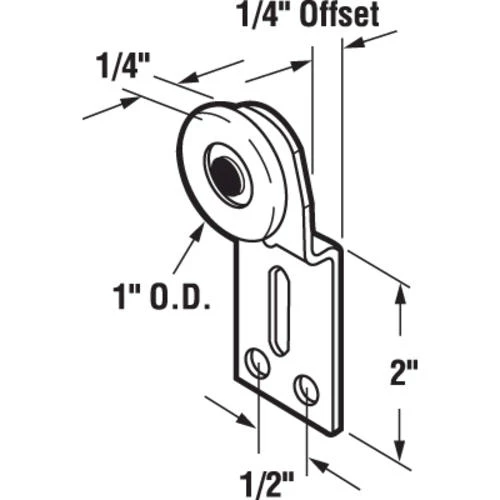 Prime-Line® 1/4" Offset Front Rollers With 1" Plastic Convex Wheels - 2 Pack 2 Prime-Line® 1/4" Offset Front Rollers With 1" Plastic Convex Wheels - 2 Pack - Image 2