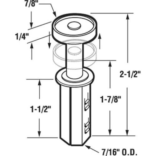 Prime-Line® 2-1/2" X 7/16" Diameter Plastic Bifold Door Top Guide Wheels - 2 Pack 2 Prime-Line® 2-1/2" X 7/16" Diameter Plastic Bifold Door Top Guide Wheels - 2 Pack - Image 2