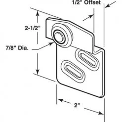 Prime-Line® 1/2" Offset Back Rollers With 7/8" Plastic Convex Wheels 2" Wide - 2 Pack -Prime-Line Sales Shop N 6668D
