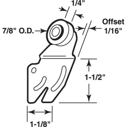 Prime-Line® 1/16" Offset Front Rollers With 7/8" Plastic Flat Edge Wheels - 2 Pack 2 Prime-Line® 1/16" Offset Front Rollers With 7/8" Plastic Flat Edge Wheels - 2 Pack - Image 2