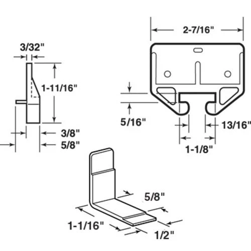 Prime-Line 1-1/8" Green Polyethylene Drawer Track Guide Kit 2 Prime-Line 1-1/8" Green Polyethylene Drawer Track Guide Kit - Image 2