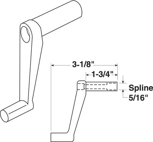 Prime-Line® 1-3/4" Shank Die Cast R.V. Casement Operator Crank Handles With 5/16" Bore - 2 Pack 2 Prime-Line® 1-3/4" Shank Die Cast R.V. Casement Operator Crank Handles With 5/16" Bore - 2 Pack - Image 2
