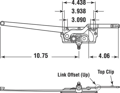 Prime-Line® EntryGard 4-1/16" Hole Center Die Cast Zinc Left Hand Dual Arm Casement Window Operator 2 Prime-Line® EntryGard 4-1/16" Hole Center Die Cast Zinc Left Hand Dual Arm Casement Window Operator - Image 2