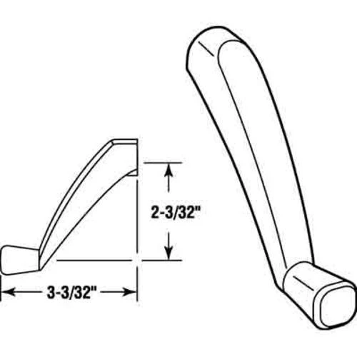 Prime-Line® 3-3/32" White Die Cast Casement Operator Crank Handle With 11/32" Bore 2 Prime-Line® 3-3/32" White Die Cast Casement Operator Crank Handle With 11/32" Bore - Image 2