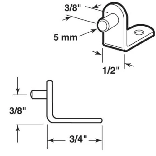 Prime-Line® 5mm X 3/8" Brass-Plated Angle Shelf Supports - 8 Pack 2 Prime-Line® 5mm X 3/8" Brass-Plated Angle Shelf Supports - 8 Pack - Image 2