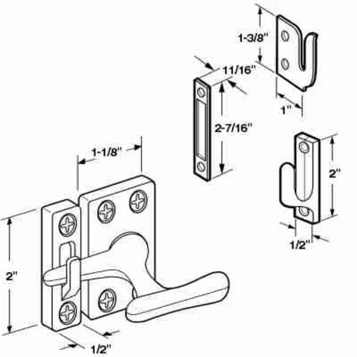 Prime-Line® 2" White Diecast Casement Window Sash Lock With 3 Keepers 2 Prime-Line® 2" White Diecast Casement Window Sash Lock With 3 Keepers - Image 2