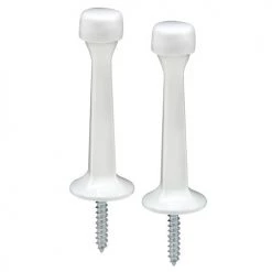 Prime-Line® 2-7/8" White Painted Rigid Solid Zinc Doorstop - 2-Pack