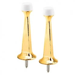 Prime-Line® 3" Polished Brass Rigid Solid Zinc Doorstop - 2-Pack