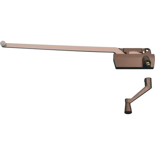 Prime-Line® 13-1/2" Bronze Left Hand Single Arm Casement Window Operator And Crank 1 Prime-Line® 13-1/2" Bronze Left Hand Single Arm Casement Window Operator And Crank