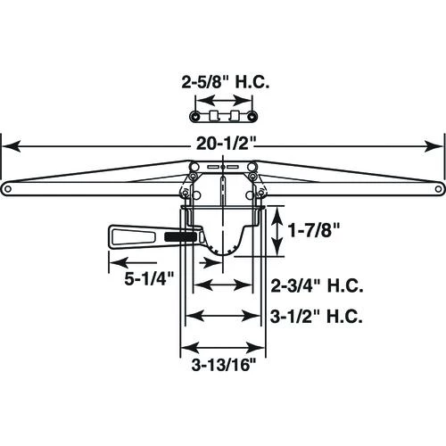 Prime-Line Truth Hardware® 3-13/16" Bronze Single Pull Lever Awning Window Operator 2 Prime-Line Truth Hardware® 3-13/16" Bronze Single Pull Lever Awning Window Operator - Image 2